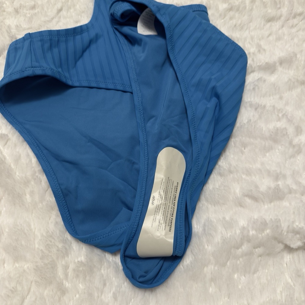 NEW Aerie Wide Rib Cut Out One Shoulder Ring One Piece Swimsuit Sz XL Elite Blue - Picture 7 of 8